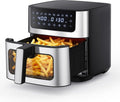 NEWBULIG Air Fryer - 6.34QT with Visible Window & Fast Heating | 8-in-1 Cooking Presets, Black Stainless Steel