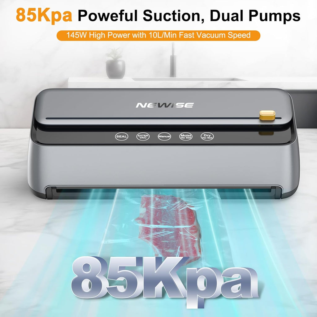 Vacuum Sealer Machine by [Brand Name] - 85Kpa Powerful Food Preservation with Built-In Cutter & Self-Cleaning Mode