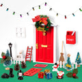 Skiennix Christmas Elf Fairy Door Kit - 31Pcs Miniature Wooden Garden Decorations (Red)