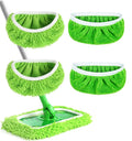 Reusable Microfiber Mop Pads Washable Wet Pads Compatible with Swiffer Sweeper Refills Pads for Wet & Dry Sweeping Cloths Mop Head Replacement for Household Cleaning (Green 4PCS)