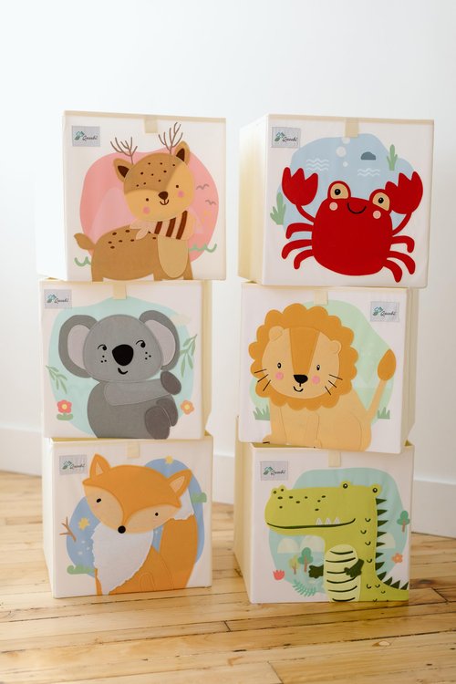Queebi Fox Storage Cube- Organizer for Nursery, Playroom, Bedroom, Closet. Foldable Box 13x13x13 inches. Children's Toy Box, Diaper Caddy, Clothing Basket, Book Bin, Baby Essentials & Kids Gift