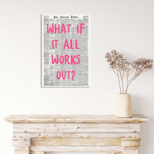 Drimiler Retro Newspaper Poster - Positive Affirming Quote Canvas Wall Art | 16x24in Framed Decor