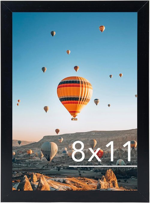 JCJMY 8x11 Picture Frame - Black Wall Mount & Tabletop Display for Horizontal or Vertical Photos