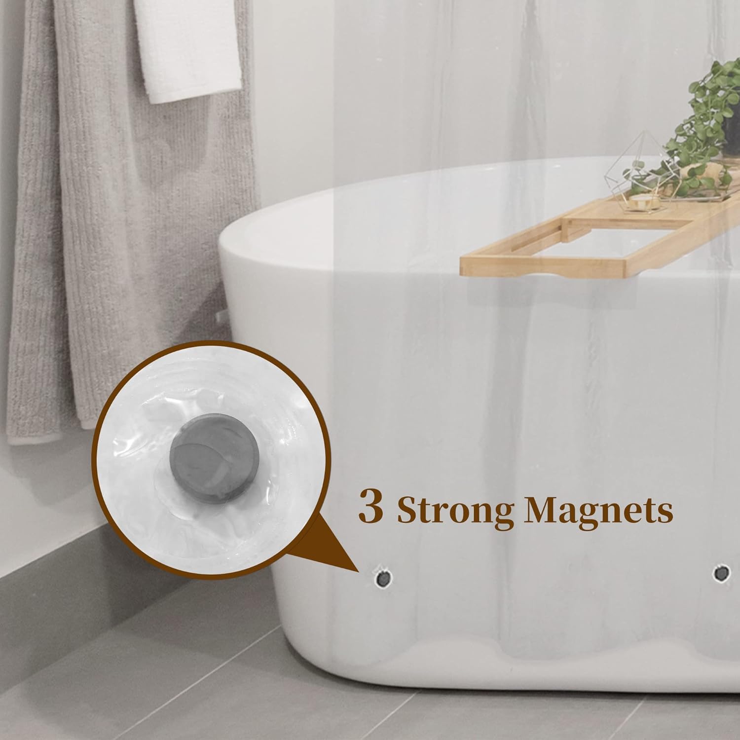 Barossa Design Clear Shower Liner - Premium Waterproof PEVA Curtain with Rustproof Grommets & 3 Magnets | Standard Size