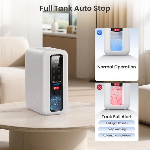 Dehumidifier for Home, Dehumidifiers for Bathroom, Bedroom, Living room, Closet with 68 OZ Water Tank, Moisture Absorbers, Auto Shut Off, Auto Humidity Control, 7 Colors LED Light, White