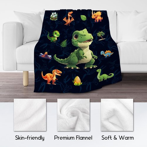 KNOWPHST Dinosaur Blanket for Kids - Blankets Gifts for Boys - 50x60 Inches Cozy Lightweight Throw for Sofa Bedroom Decor Bed