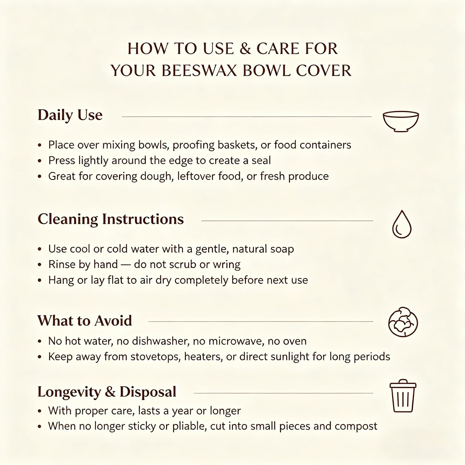 Tirphy Reusable Bowl Covers for Bread Proofing - Beeswax Bowl Covers Reusable 8/10/12 Inch - Elastic Cotton Cloth Sourdough Cover - Shower Caps for Sourdough Bread