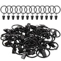Manysky Curtain Rings with Clips, 42 Pack Metal Drapery Rings with Clips Hooks Hangers for Hanging Drapes Bows Hats, Drapes Rings 1.26 in Interior Diameter, Fits Up to 1 in Curtain Rod, Black