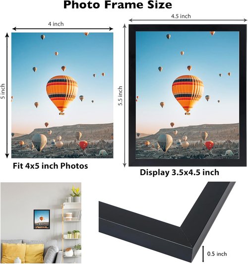 JCJMY 4x5 Black Picture Frame - Versatile Wall or Tabletop Display with Shatter-Resistant Plexiglass