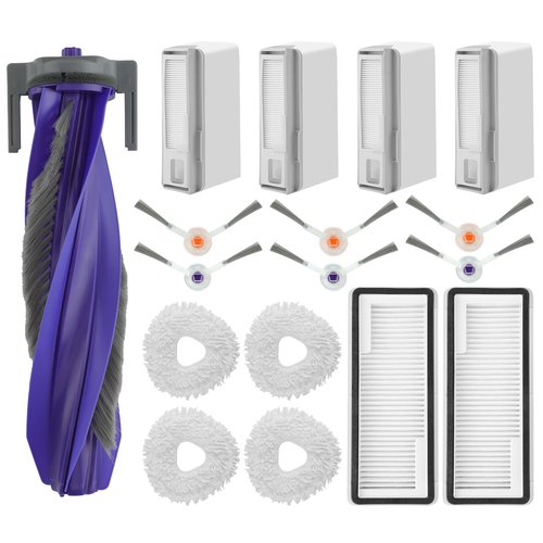 VIEWALL 17 Pack Replacement Accessories Kit Compatible with Narwal Freo X Ultra Robot Vacuum Cleaner, Including 1 Main Roller Brush, 2 Hepa Filters, 4 Mop Pads, 4 Dust Bags, and 6 Side Brushes