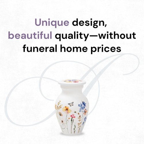 Always with Us Cremation Urns for Human Ashes Adult Female | Human Urn for Ashes for Women | Decorative for Cremation, Funeral, Burial, Home | Handcrafted Keepsake - Wildflower