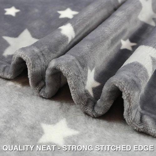 VigorSpring Soft Kids Blanket for Boys - 50"x60",Cozy Grey Star Printed Plush Fleece Throw Blankets,Perfect for Christmas Halloween Birthday Easter Valentines Gifts