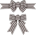 Meseey Wired Ribbon Bows - Handmade Black and White Striped Burlap for Wreaths & Gift Wrapping | 2 Pcs