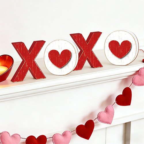 XOXO Sign Wooden XOXO Decorations Valentines Day Decorations Valentines Decor Indoor for Home Table Centerpiece Shelf Mantel Fireplace Dinner Hotel Decor