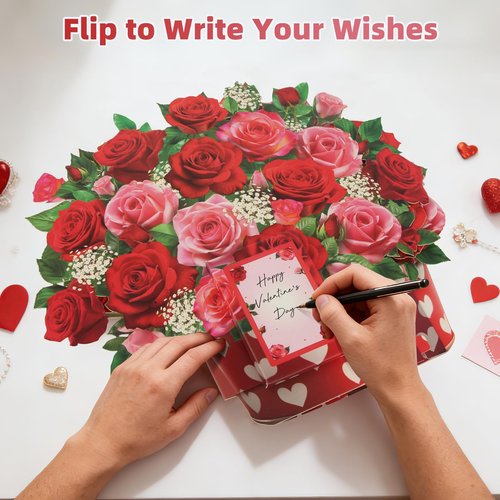 Tcamp Pop Up Mothers Day Card with Music & Light, Mothers Day Gifts for Her, Rose Bouquet Greeting Card, Mothers Day Card, Anniversary Birthday Gifts for Women Mom Sister