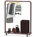 Simple Houseware Clothing Rack with Industrial Pipe and Bottom Shelves, Bronze
