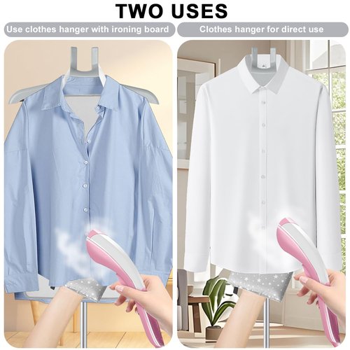 Foldable Garment Steamer Hanger Stand with Ironing Gloves, Adjustable Steamer Rack Included Lint Remover & Storage Bag, 2 Clips&Portable Ironing Board for Suits Shirts Coats Portable Travel Home Use