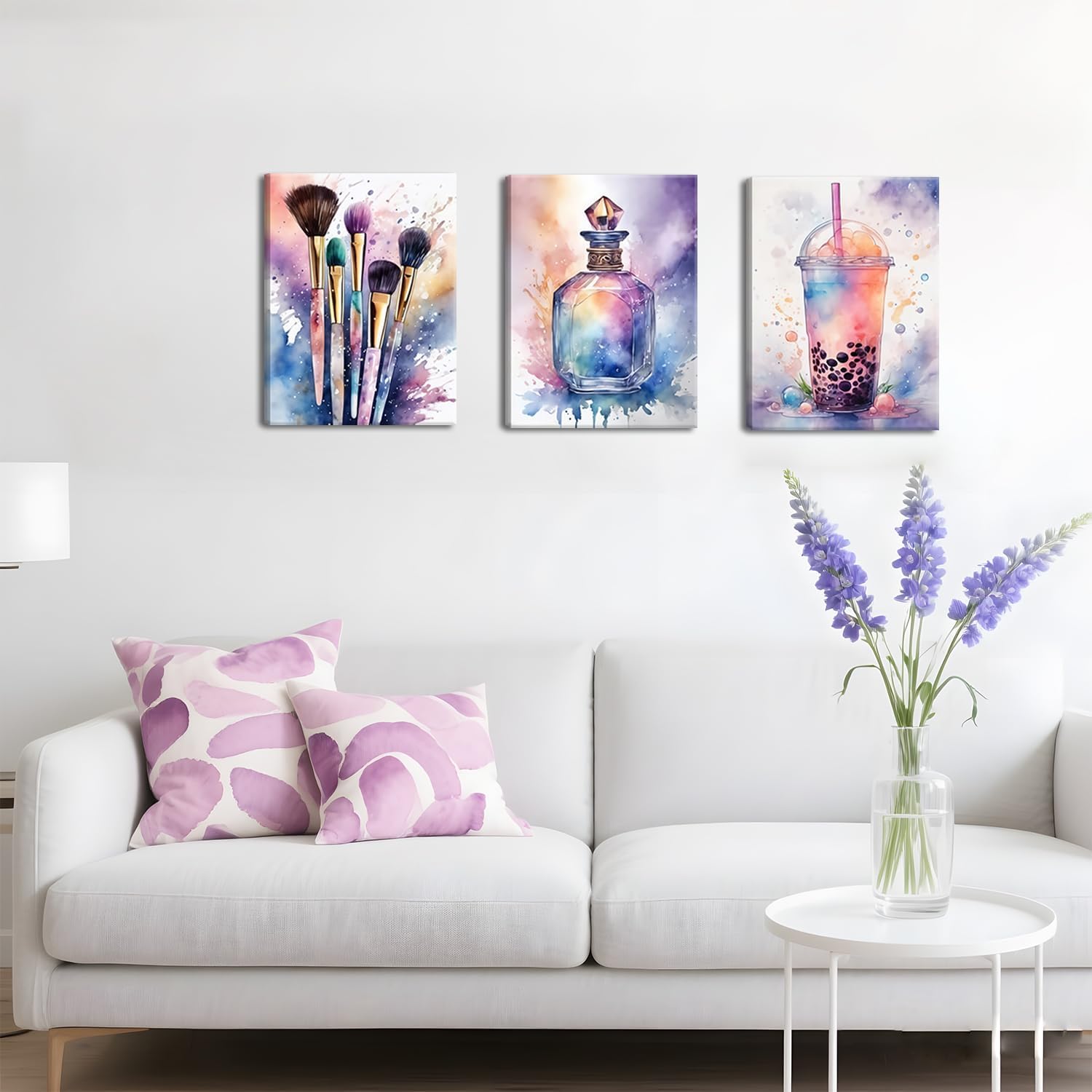 Skiennix Framed Wall Art Set | Colorful Fashion Makeup & Perfume Prints | 12x16 Inch Aesthetic Decor