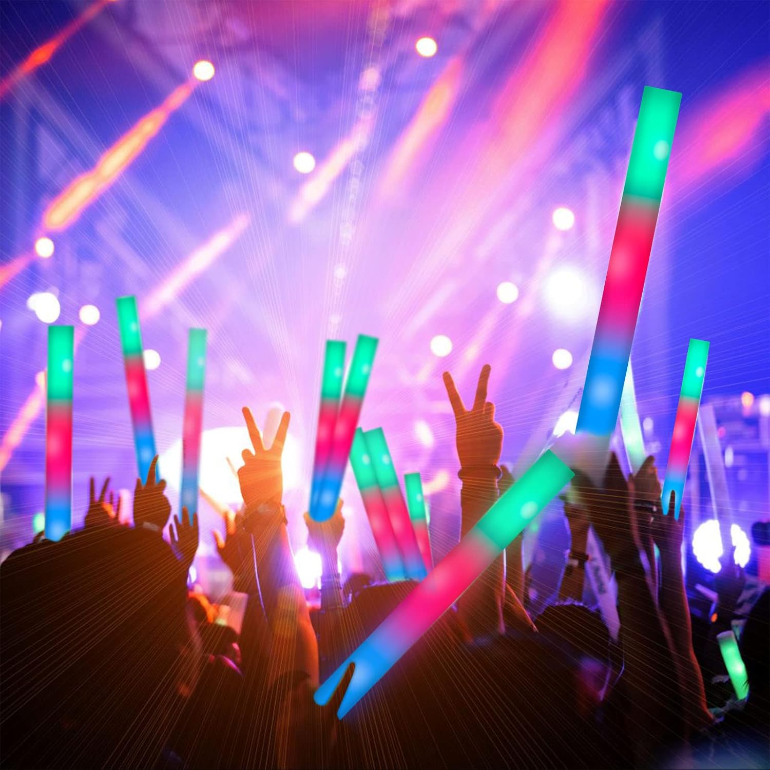 SHQDD LED Foam Glow Sticks - 28PCS Colorful Light-Up Party Pack with 3 Flashing Modes | Perfect for Weddings, Birthdays & Raves