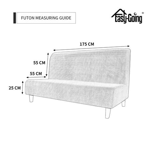Easy-Going Stretch Futon Slipcover Armless Futon Bed Cover Furniture Protector Without Armrests with Elastic Bottom for Kids, Soft Jacquard Fabric Small Checks (Large, Bluestone)