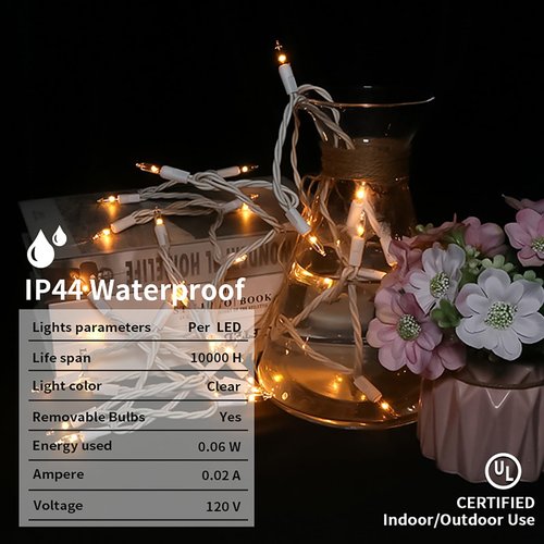 New Upgraded Clear Christmas Lights - 35 Count Classic Warm White Mini String Lights with LED Bulbs for Tree, Crafts, Indoor and Outdoor Use, UL Certified, Connectable, 8.5 Feet White Wire