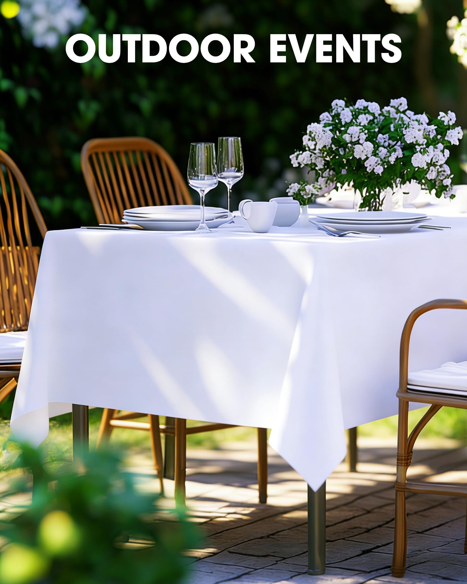 Pureegg Rectangle Table Cloth 60" x 102" – Durable Polyester Tablecloth Offers Reusable & Washable Protection, Ideal for Outdoor Party, Picnic, Wedding, Banquet and Birthday, 12 Pack, White