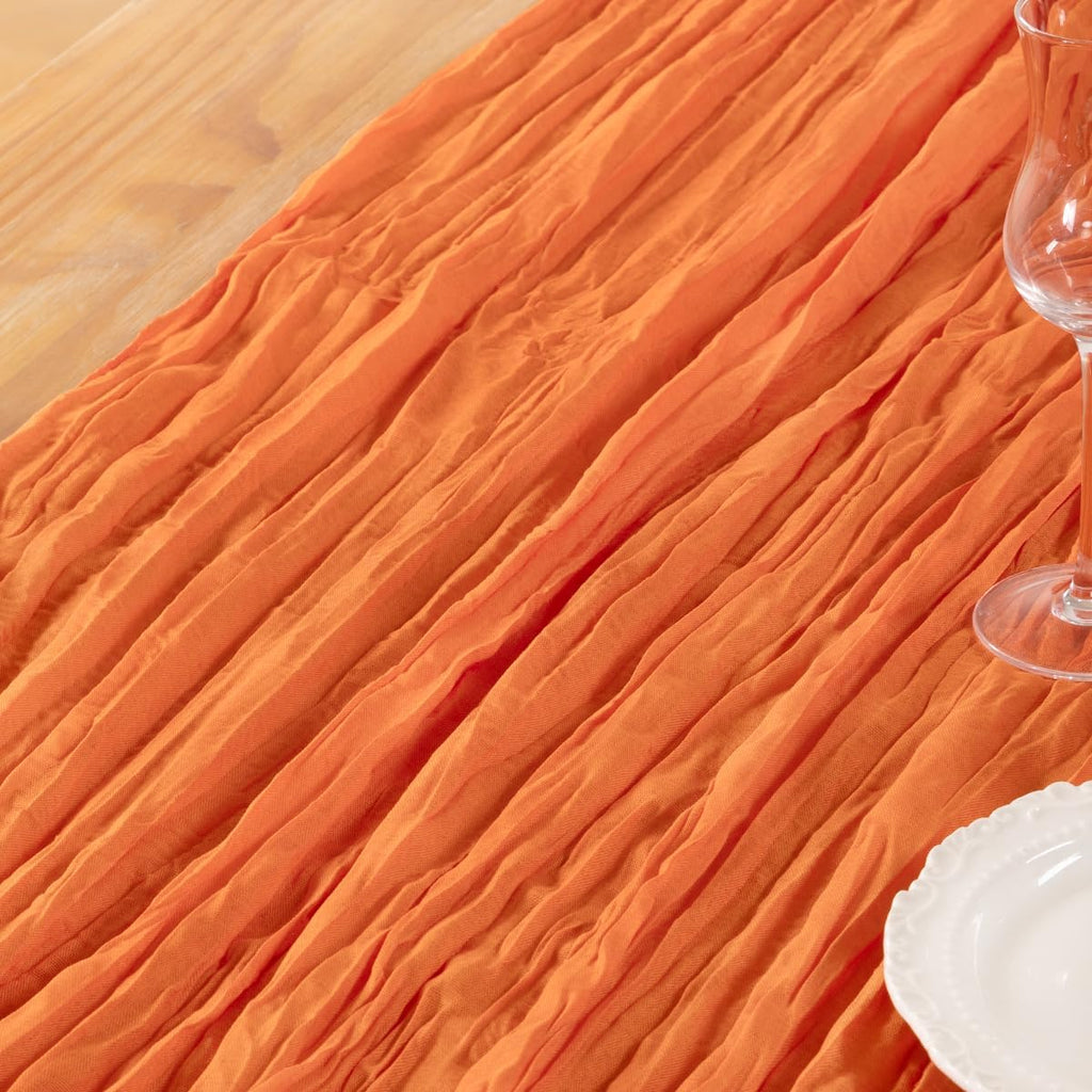 Skiennix Orange Cheesecloth Table Runner - 6 Pack Boho Gauze Decor for Weddings & Parties | 120 Inches