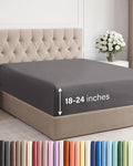 Hotel Luxury Extra Deep Queen Fitted Sheet - Ultra Soft & Breathable - Fits 18-24 Inch Mattresses - Dark Grey