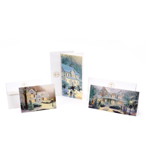 Hallmark Thomas Kinkade Boxed Christmas Cards Assortment (40 Cards with Envelopes and Foil Seals) & Thomas Kinkade Boxed Christmas Cards Assortment (3 Designs, 24 Christmas Cards with Envelopes)
