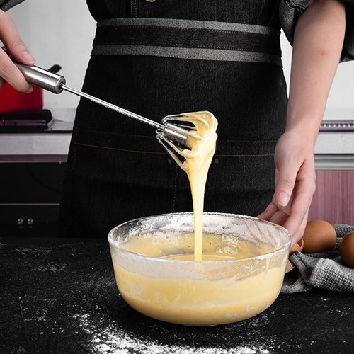 Semi-automatic Whisk, Stainless Steel Egg Beater, Hand Push Rotary Whisks Mixer Stirrer for Making Cream, Whisking, Beating and Stirring (10+12Inch)