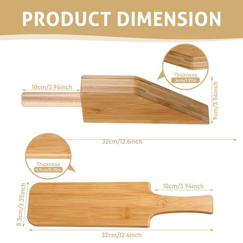 Leinuosen Mattress Lifter & Bed Maker Tool for Changing Sheets, Mattress Wedge Elevator, Bed Sheet Tucking Paddle Effortless Lifting Tuck Sheets Alleviating Back Pain(Bamboo Wood,Wood)