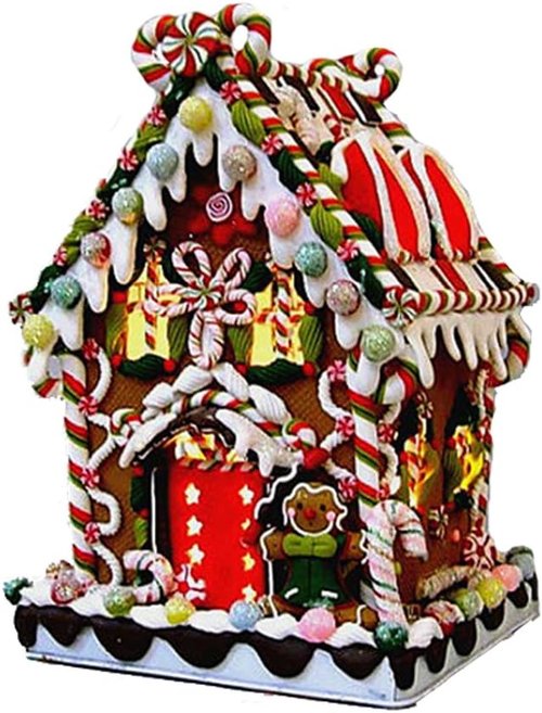 Kurt Adler Candy House | 8.5-Inch Claydough & Metal Design with C7 UL Lighted Decorations
