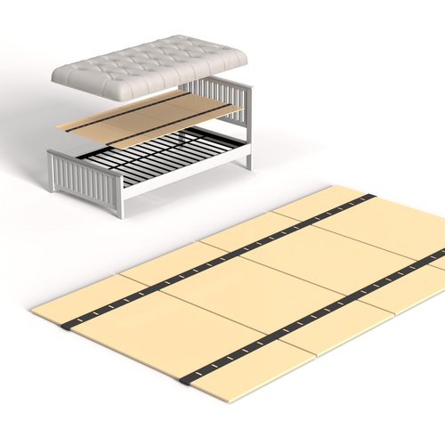 BBX-G Heavy Duty Thick Folding Box Spring, Mattress Supporting Wood Floor, Foldable Box Spring, Bed Support Slats,48"x60"