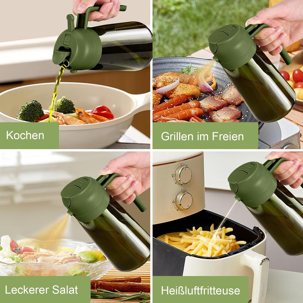 YARRAMATE 2Pcs Dark Green Oil Sprayer - 16oz Food-Grade Olive Oil Dispenser for Cooking & BBQ