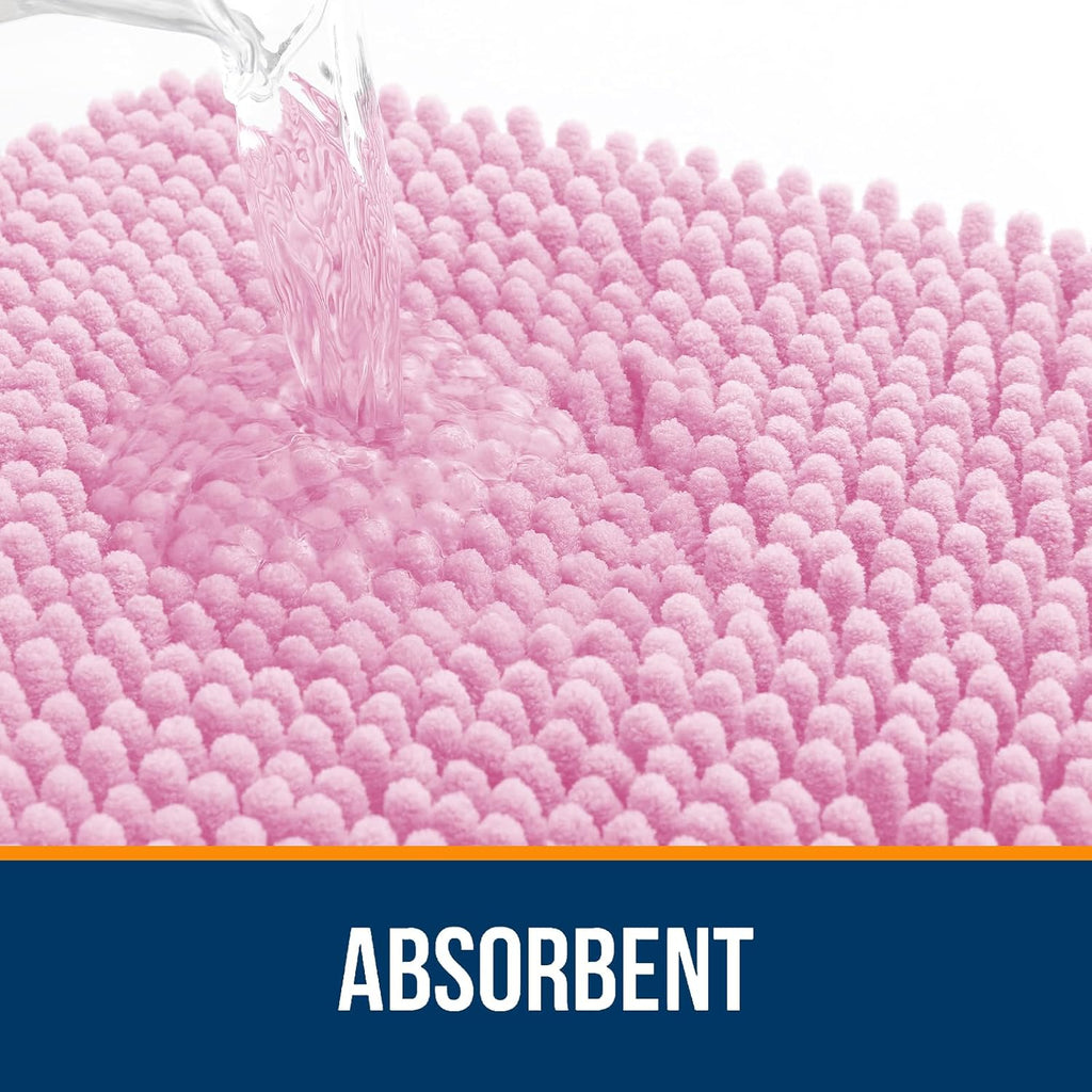OLANLY Large Bathroom Rugs - Extra Soft Chenille Bath Mats | Quick-Dry, Machine Washable, 40x32, Pink