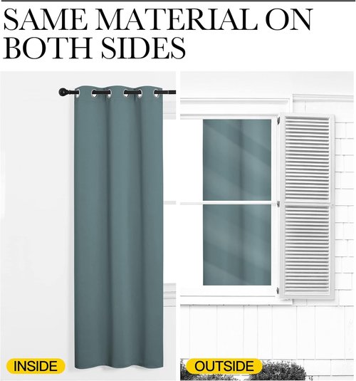 NICETOWN Modern Blackout Curtains - Noise Reducing Thermal Insulated Drapes, Greyish Blue, 2 Panels, W55 x L102-Inch