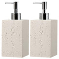 WUUAHOME Soap Dispenser 420ML 14OZ, 2pcs Luxurious Hand Dish Soap Dispenser Set, Refillable Lotion Bottle with Rustproof Pump for Bathroom Countertop Kitchen Sink (Off White)