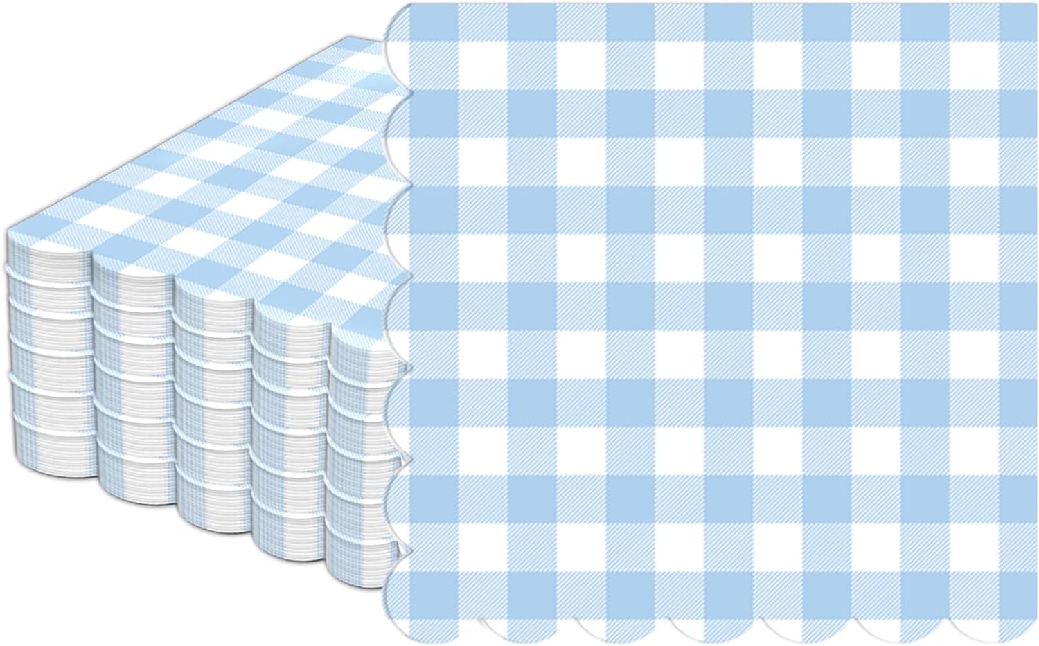 Regine Switzerland 100Pcs Blue & White Scalloped Napkins - 6.5in Disposable Party Supplies for Weddings & Showers