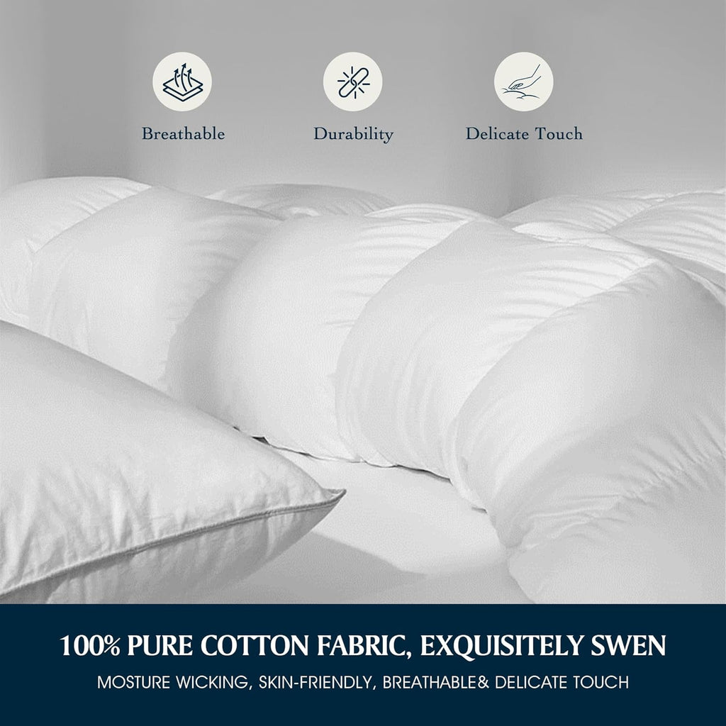 Serta Goose Feather Down Comforter - Luxurious Hypoallergenic Twin Size Duvet Insert | 100% Cotton, Medium Warmth, White 68 x 90 Inch