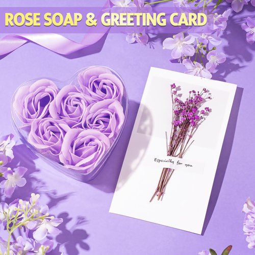Birthday Gifts for Women, Self Care Gifts Christmas Box Get Well Soon Basket, Lavender Relaxing Spa Gifts Care Package w/ Flannel Blanket, Unique Mothers Day Gift Idea for Mom Her Friend Sister Purple