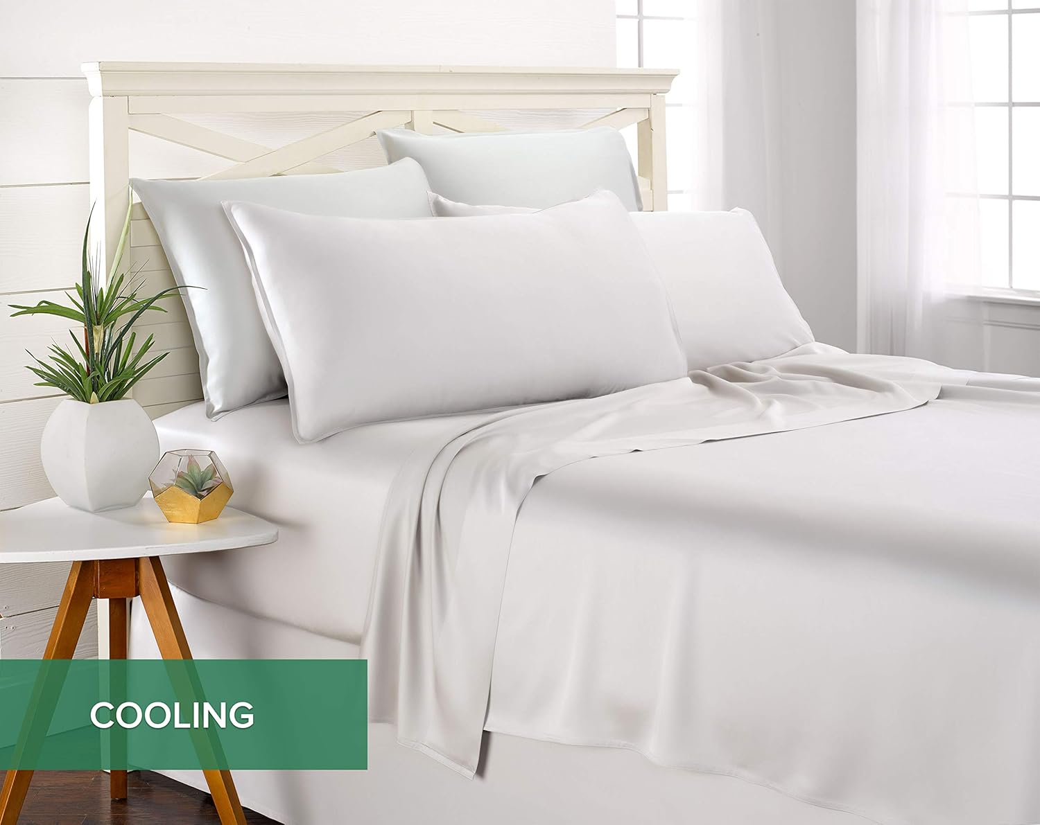 Pure Bamboo Split King Sheets - 100% Organic Viscose Bed Sheet Set, Soft & Cooling, White