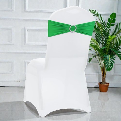 MDS Spandex Chair Sashes - Universal Fit Elastic Bands with Buckle for Weddings & Events | Light Green, Pack of 50