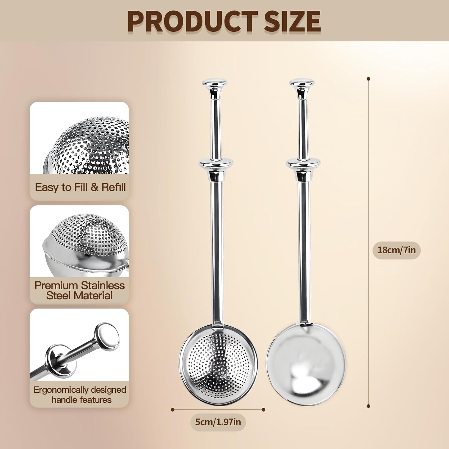 Skiennix Flour Duster | Stainless Steel Powder Sugar Shaker with Spring Handle - 2PCS Set