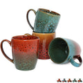 Bosmarlin Ceramic Coffee Mug Set of 4, 17 Oz, Coffee Cups with Big Handle, Microwave Safe, Unique Reactive Glaze (Multicolor)