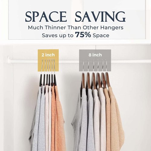 HOUSE DAY Black Velvet Hangers - Non-Slip Heavy Duty Felt Hangers | 60 Pack for Closet Organization