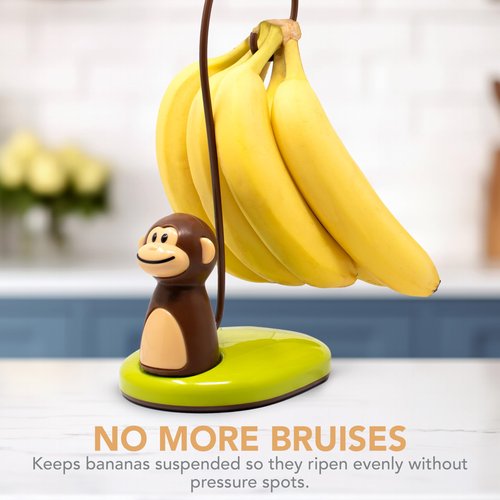 Joie Monkey Banana Tree Holder, Countertop Fruit Hanger with Secure Hook, Bananas Ripen Evenly and Last Longer, Cute Kitchen Gadget