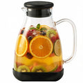 Spreccio Glass Pitcher with Lid, 68 oz(1/2 Gallon), Hot/Cold Glass Water Jug with Silicone Lid, Borosilicate Glass Carafe Wide Mouth Juice and Iced Tea Beverage Serveware (Flat)