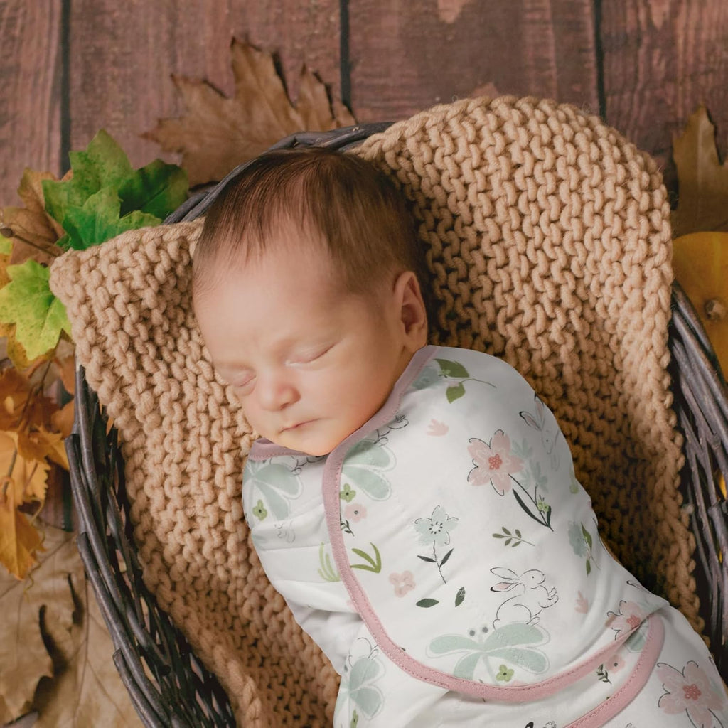 Skiennix Baby Swaddle Sleep Sacks - 3-Pack Organic Cotton Wraps with Adjustable Wings | Soft & Breathable for 0-3 Months