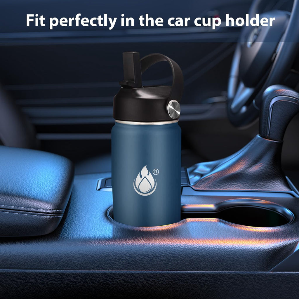 Skiennix Insulated Water Bottle - 32 Oz Stainless Steel Wide Mouth | Double Wall Vacuum, Leak Proof, Straw Lid & Spout Lid, Keeps Drinks Cold or Hot for 24 Hrs