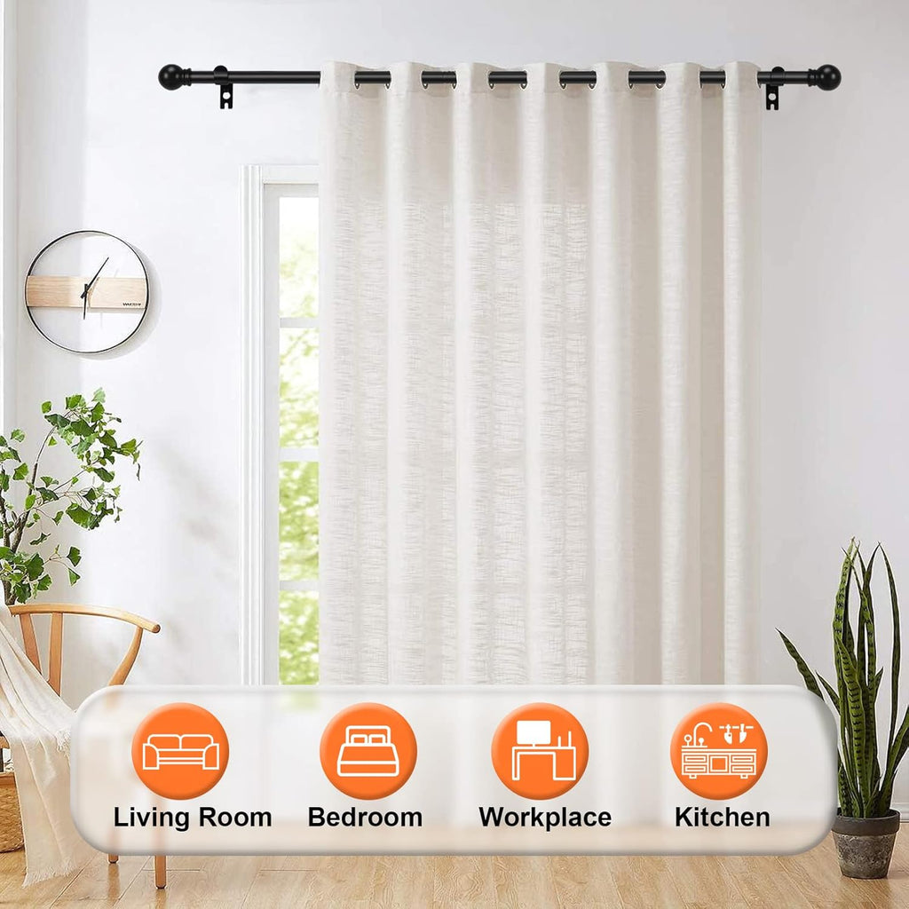 Skiennix Black Curtain Rods - Adjustable 36"-48" Decorative Drapery Rod for Bedroom & Living Room